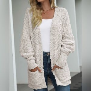 Fuzzy Oversized Popcorn Sherpa Cardigan